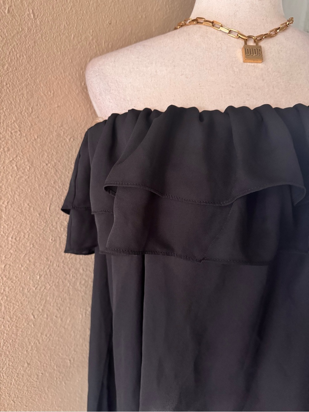 Glamorous Black Off-Shoulder Ruffle Blouse - Picture 5 of 6